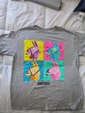 Kids' Gray Graphic Tee with Colorful Llama Pop Art